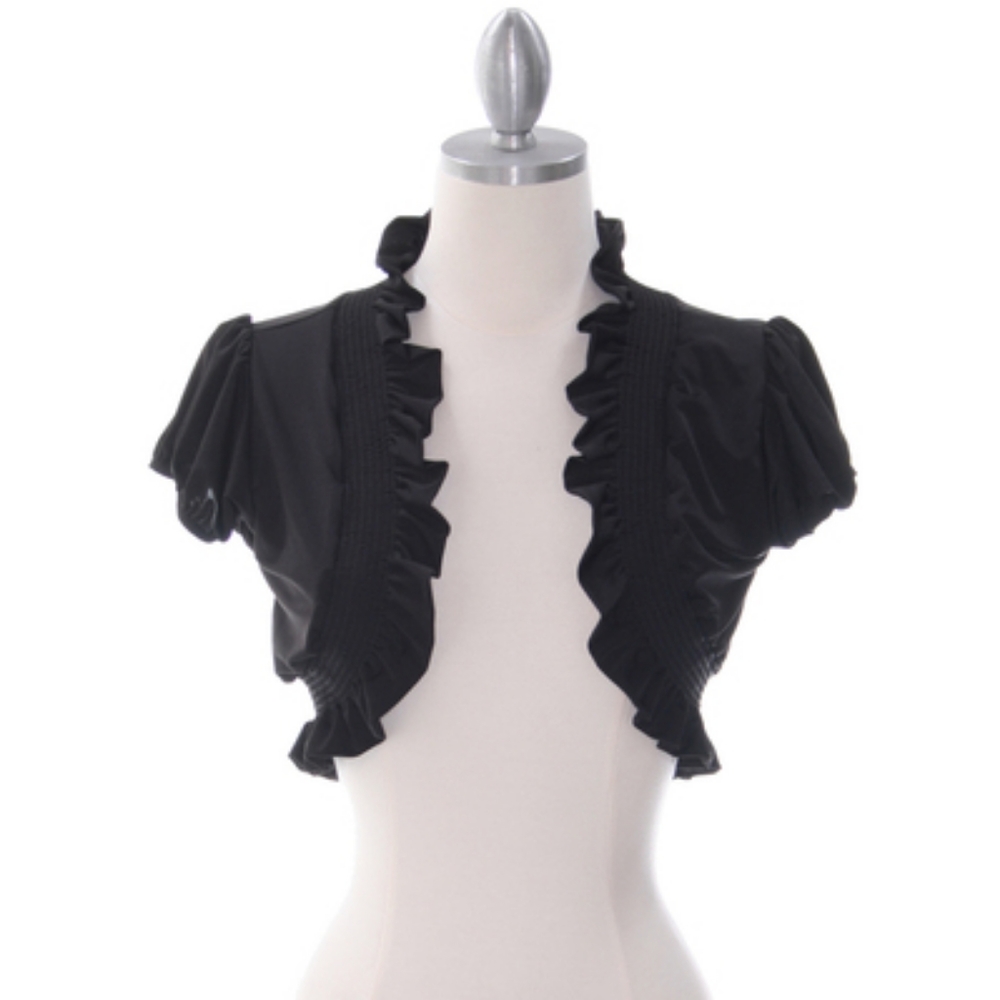 ➕SNAP➕Ruffled Collar Bolero Shrug, cap sleeve